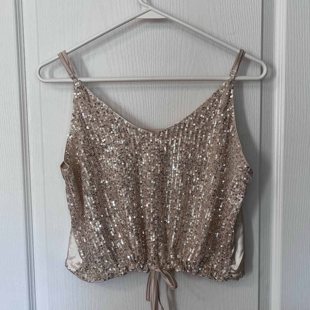 Cropped Sequin Tank Top